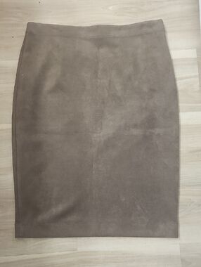 Philosophy Taupe Suede-Look Pencil Skirt